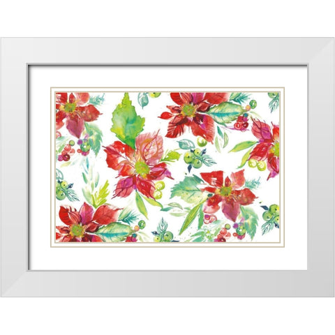 Poinsettia Pretty V White Modern Wood Framed Art Print with Double Matting by Rice, Kristy