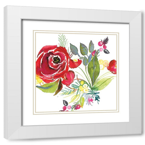 Scarlett O Christmas V White Modern Wood Framed Art Print with Double Matting by Rice, Kristy