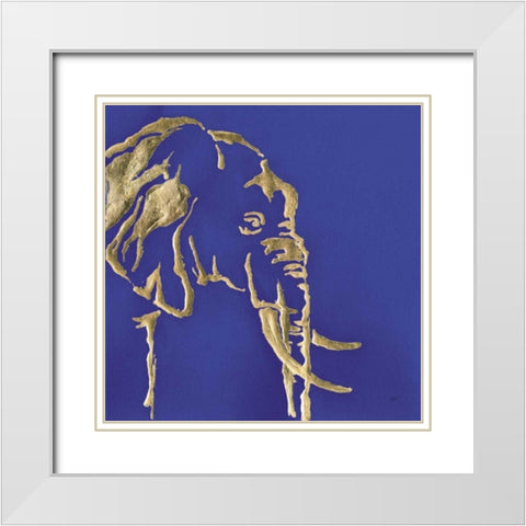 Gilded Elephant Indigo White Modern Wood Framed Art Print with Double Matting by Paschke, Chris