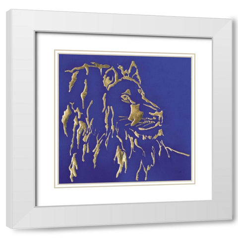 Gilded Lion Indigo White Modern Wood Framed Art Print with Double Matting by Paschke, Chris