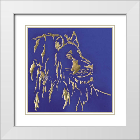 Gilded Lion Indigo White Modern Wood Framed Art Print with Double Matting by Paschke, Chris