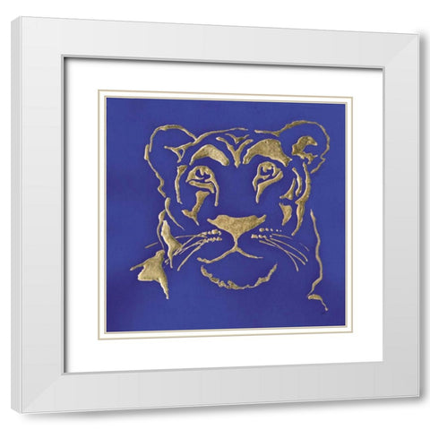 Gilded Lioness Indigo White Modern Wood Framed Art Print with Double Matting by Paschke, Chris