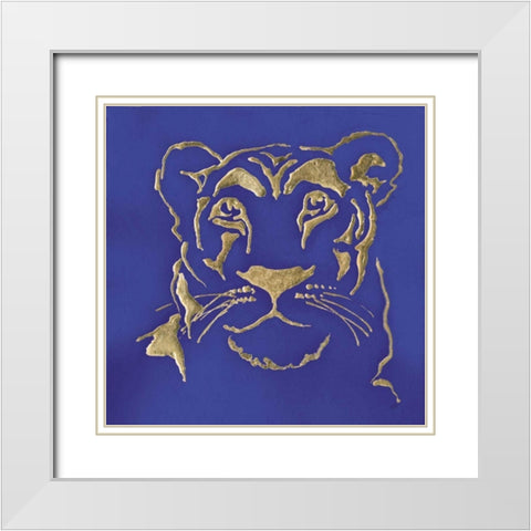 Gilded Lioness Indigo White Modern Wood Framed Art Print with Double Matting by Paschke, Chris