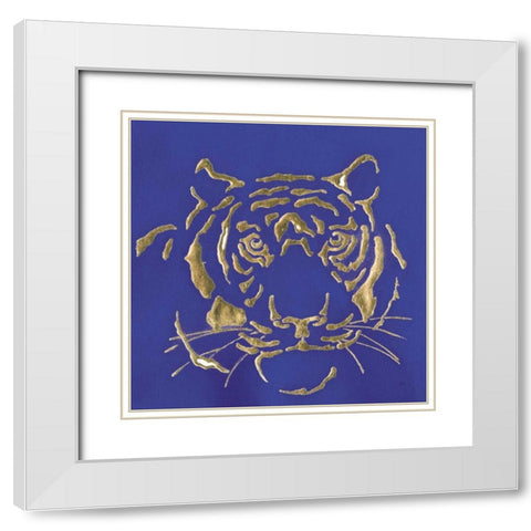 Gilded Tiger Indigo White Modern Wood Framed Art Print with Double Matting by Paschke, Chris