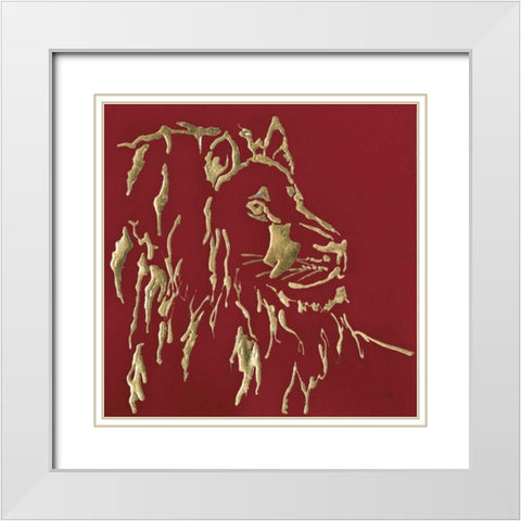 Gilded Lion on Red White Modern Wood Framed Art Print with Double Matting by Paschke, Chris