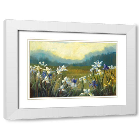 Wild Iris White Modern Wood Framed Art Print with Double Matting by Rowan, Carol