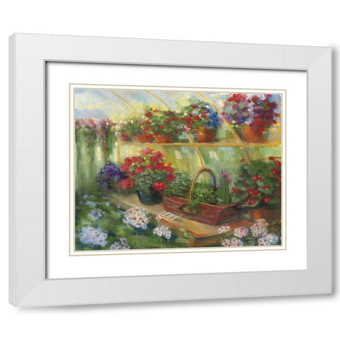 Greenhouse Herbs White Modern Wood Framed Art Print with Double Matting by Rowan, Carol