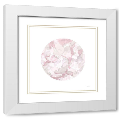 Leafy Abstract Circle II Blush Gray White Modern Wood Framed Art Print with Double Matting by Nai, Danhui