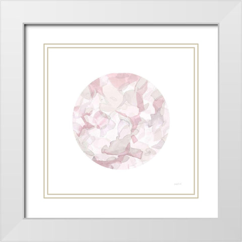 Leafy Abstract Circle II Blush Gray White Modern Wood Framed Art Print with Double Matting by Nai, Danhui