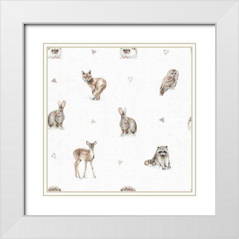 Forest Friends Step 01A White Modern Wood Framed Art Print with Double Matting by Audit, Lisa