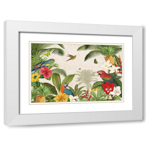 Parrot Paradise I White Modern Wood Framed Art Print with Double Matting by Pertiet, Katie