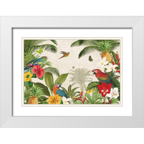 Parrot Paradise I White Modern Wood Framed Art Print with Double Matting by Pertiet, Katie