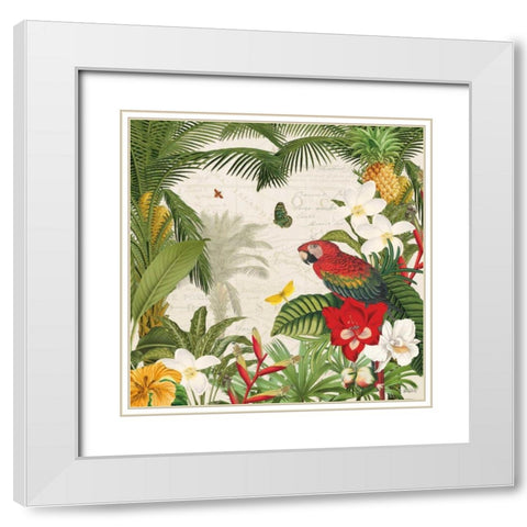 Parrot Paradise III White Modern Wood Framed Art Print with Double Matting by Pertiet, Katie