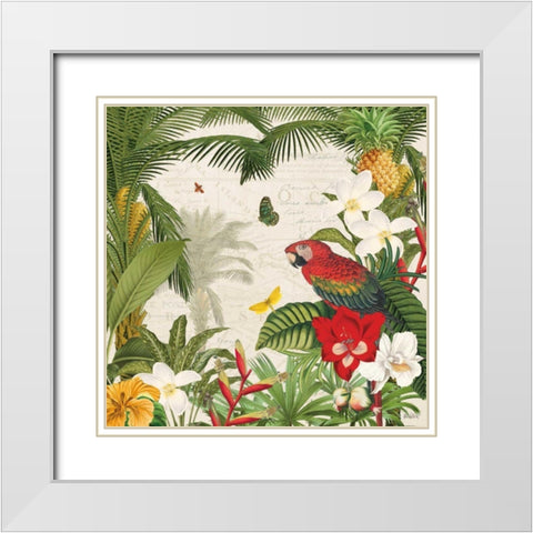 Parrot Paradise III White Modern Wood Framed Art Print with Double Matting by Pertiet, Katie