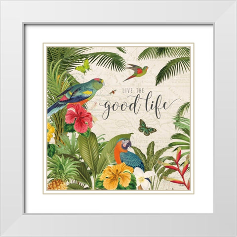 Parrot Paradise IV White Modern Wood Framed Art Print with Double Matting by Pertiet, Katie