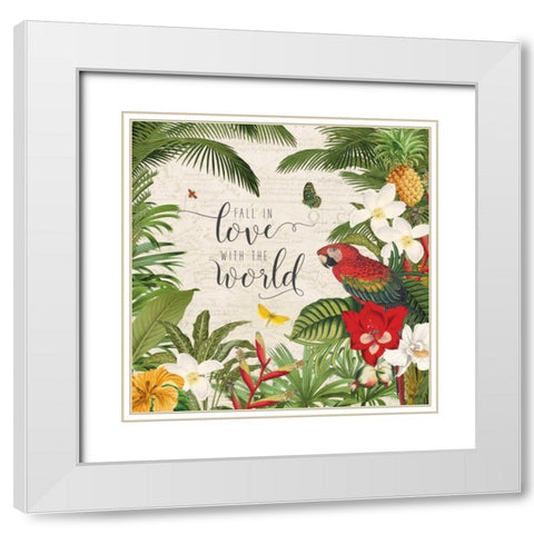 Parrot Paradise V White Modern Wood Framed Art Print with Double Matting by Pertiet, Katie