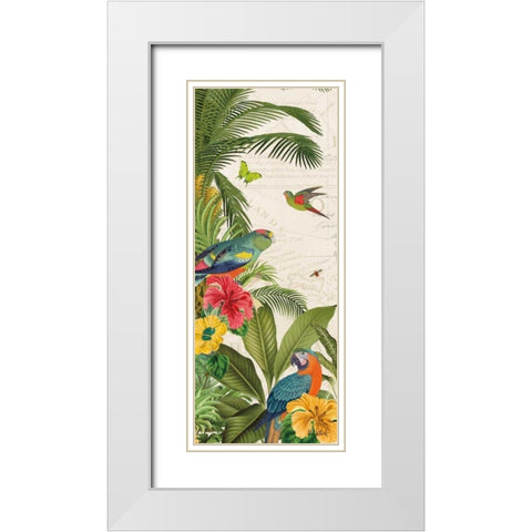 Parrot Paradise VI White Modern Wood Framed Art Print with Double Matting by Pertiet, Katie