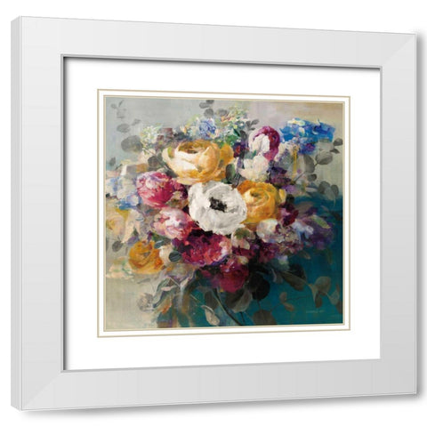 Fall Bouquet White Modern Wood Framed Art Print with Double Matting by Nai, Danhui