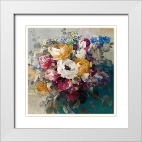 Fall Bouquet White Modern Wood Framed Art Print with Double Matting by Nai, Danhui