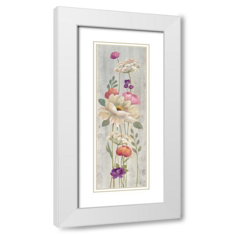 Retro Floral I White Modern Wood Framed Art Print with Double Matting by Vassileva, Silvia