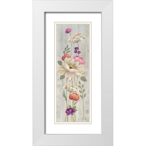 Retro Floral I White Modern Wood Framed Art Print with Double Matting by Vassileva, Silvia