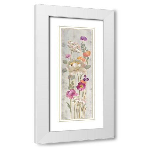 Retro Floral II White Modern Wood Framed Art Print with Double Matting by Vassileva, Silvia
