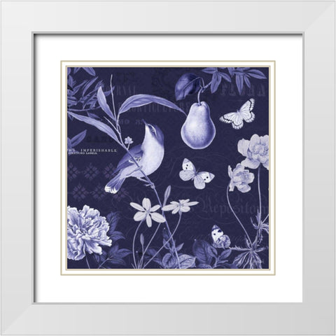 Botanical Blue V White Modern Wood Framed Art Print with Double Matting by Pertiet, Katie