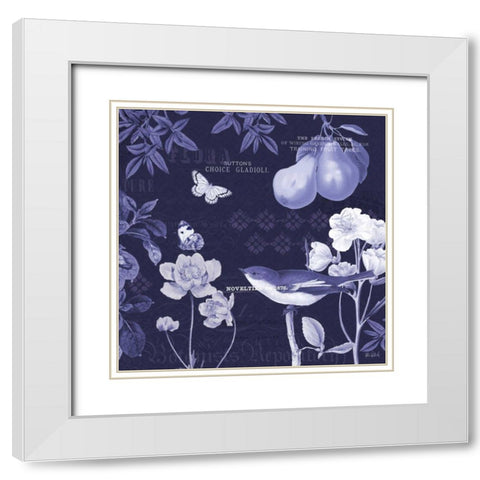 Botanical Blue VI White Modern Wood Framed Art Print with Double Matting by Pertiet, Katie