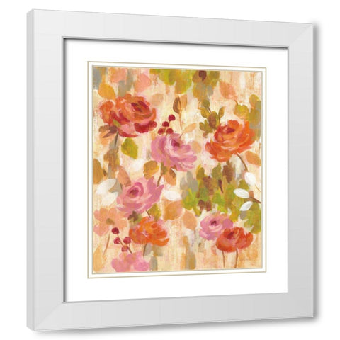 Pink and Orange Brocade I White Modern Wood Framed Art Print with Double Matting by Vassileva, Silvia