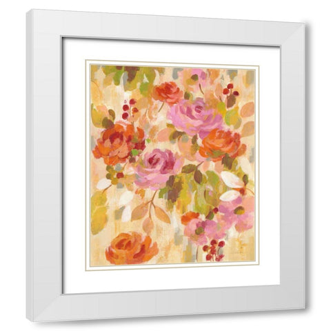 Pink and Orange Brocade II White Modern Wood Framed Art Print with Double Matting by Vassileva, Silvia