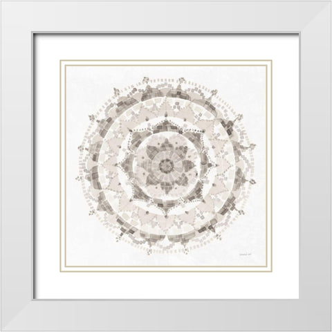 Neutral Mandala White Modern Wood Framed Art Print with Double Matting by Nai, Danhui