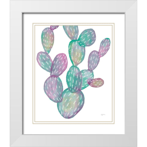 Lovely Llamas Cactus White Modern Wood Framed Art Print with Double Matting by Urban, Mary