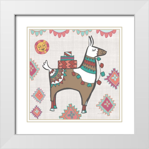 Playful Llamas I White Modern Wood Framed Art Print with Double Matting by Zaman, Farida