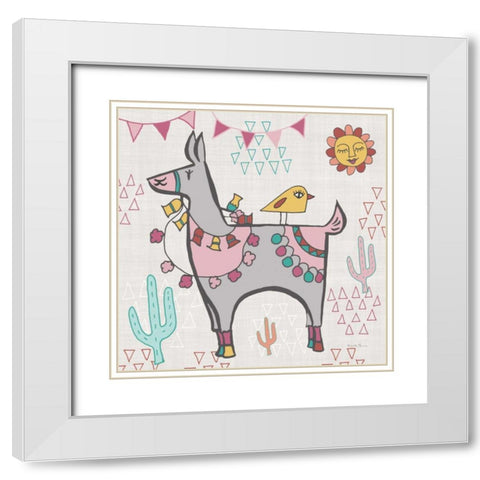 Playful Llamas II White Modern Wood Framed Art Print with Double Matting by Zaman, Farida