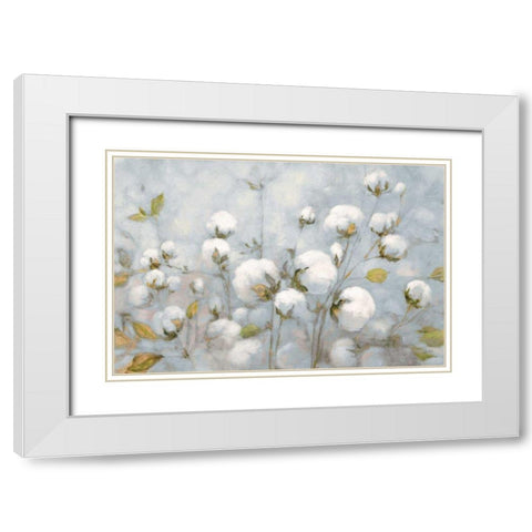 Cotton Field Blue Gray White Modern Wood Framed Art Print with Double Matting by Purinton, Julia