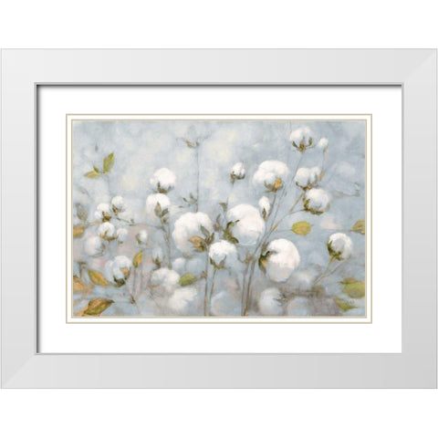 Cotton Field Blue Gray White Modern Wood Framed Art Print with Double Matting by Purinton, Julia