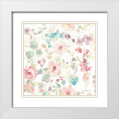 June Blooms Pattern I White Modern Wood Framed Art Print with Double Matting by Nai, Danhui