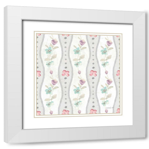 June Blooms Pattern V White Modern Wood Framed Art Print with Double Matting by Nai, Danhui