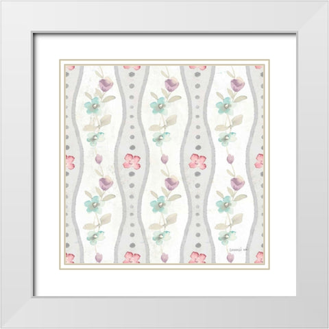 June Blooms Pattern V White Modern Wood Framed Art Print with Double Matting by Nai, Danhui