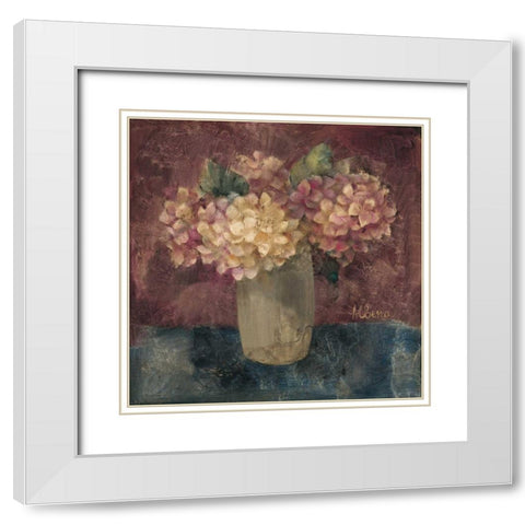 Hydrangea Study III White Modern Wood Framed Art Print with Double Matting by Hristova, Albena
