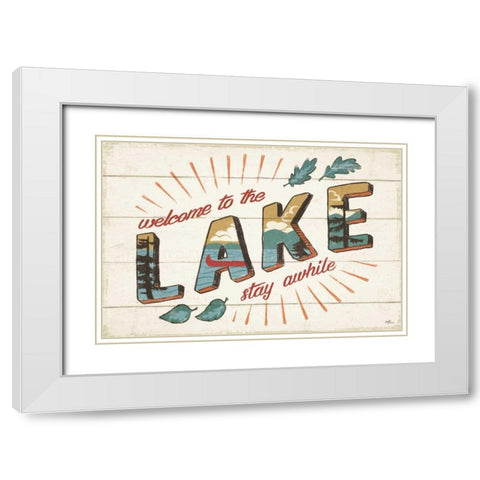 Vintage Lake I White Modern Wood Framed Art Print with Double Matting by Penner, Janelle