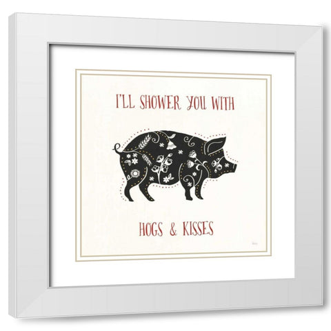 Otomi Farm II White Modern Wood Framed Art Print with Double Matting by Charron, Veronique