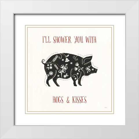 Otomi Farm II White Modern Wood Framed Art Print with Double Matting by Charron, Veronique