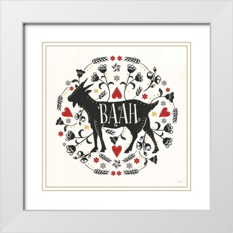 Otomi Farm IX White Modern Wood Framed Art Print with Double Matting by Charron, Veronique