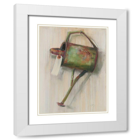 Copper Watering Can White Modern Wood Framed Art Print with Double Matting by Rowan, Carol