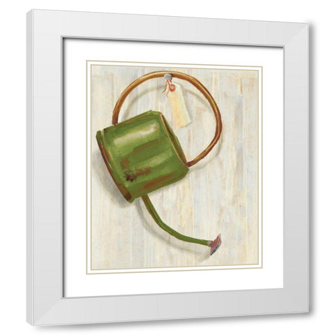 Watering Can White Modern Wood Framed Art Print with Double Matting by Rowan, Carol