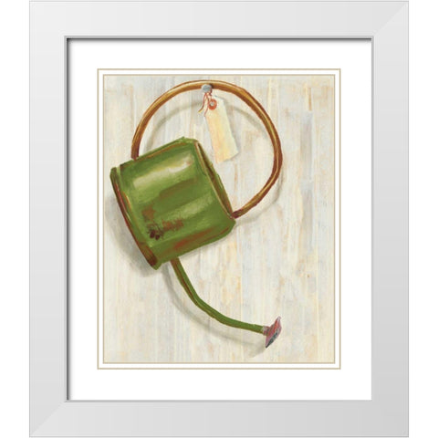 Watering Can White Modern Wood Framed Art Print with Double Matting by Rowan, Carol