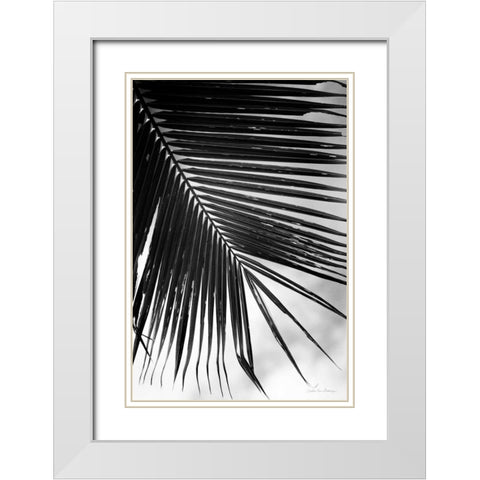 Palm Frond II White Modern Wood Framed Art Print with Double Matting by Van Swearingen, Debra