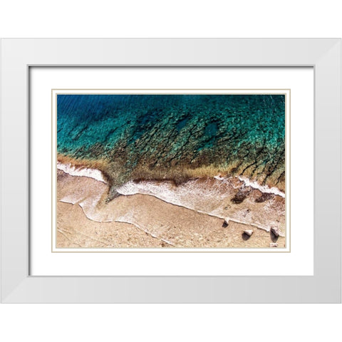 Sand and Sea White Modern Wood Framed Art Print with Double Matting by Van Swearingen, Debra