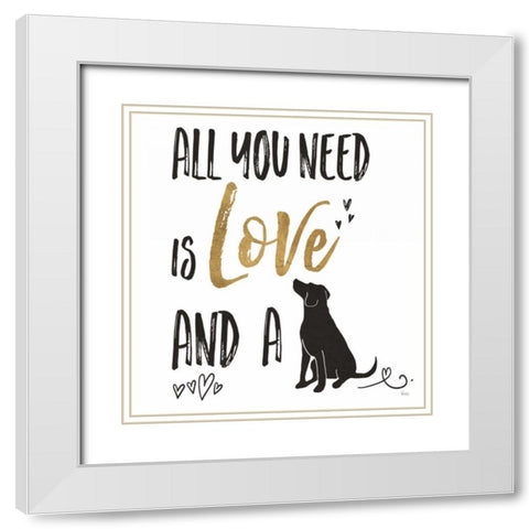 Pet Love II v2 White Modern Wood Framed Art Print with Double Matting by Charron, Veronique